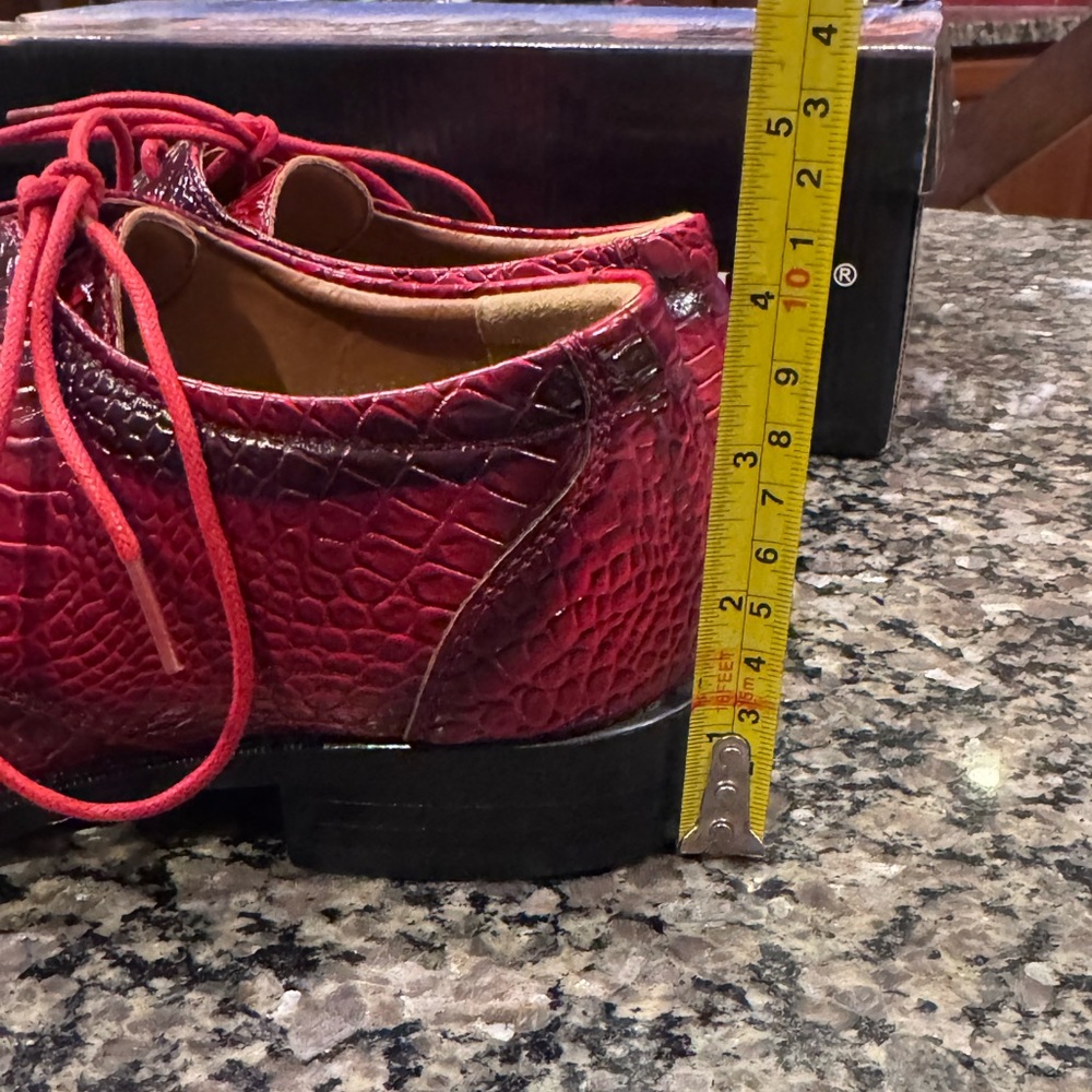 Alberto Fellini Faux Alligator Leather Oxford Mens 8.5 Red Dress Shoe Rockabilly - Picture 10 of 13